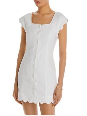 Aqua Scalloped Cap Sleeve Dress